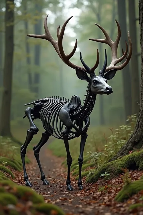 Tractor deer skeleton forest 