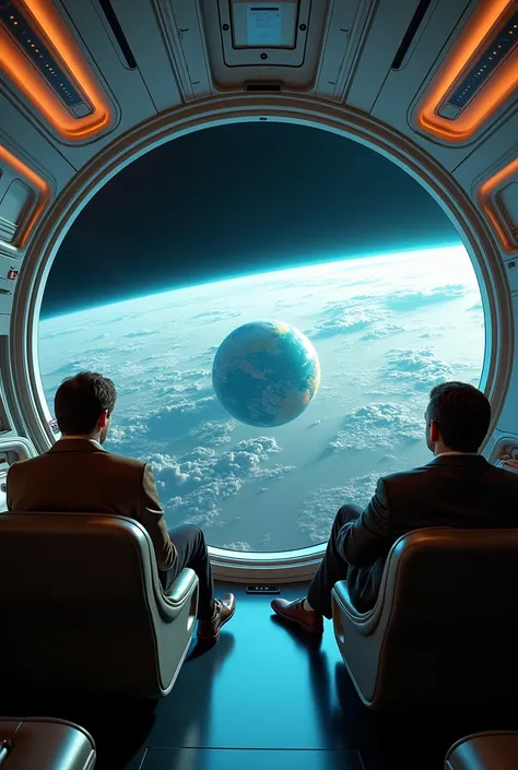 Space Tourism and Accessibility: A luxury spacecraft with passengers gazing at Earth through large windows.
(e.g., "Tourists aboard a futuristic spacecraft enjoying views of Earth and space.")
