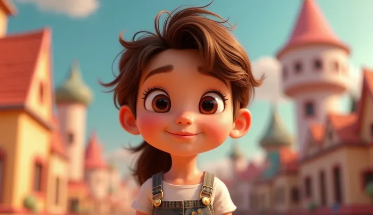 a white woman with brown hair and brown eyes - Disney Pixar 3d cartoon