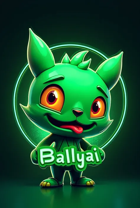 BALLYAI logo written in neon green Cartoon style 