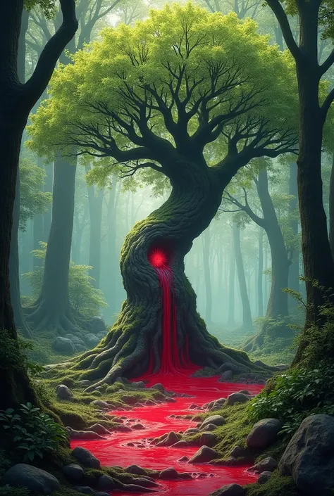 Some trees, How does the dragon tree ,  release a blood-like red sap when cut.