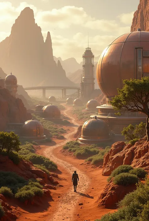 A Vision for the Future: A futuristic city on Mars with humans, robots, and thriving greenery under protective domes.
(e.g., "A thriving Martian city with domes, advanced technology, and humans working alongside robots.")
