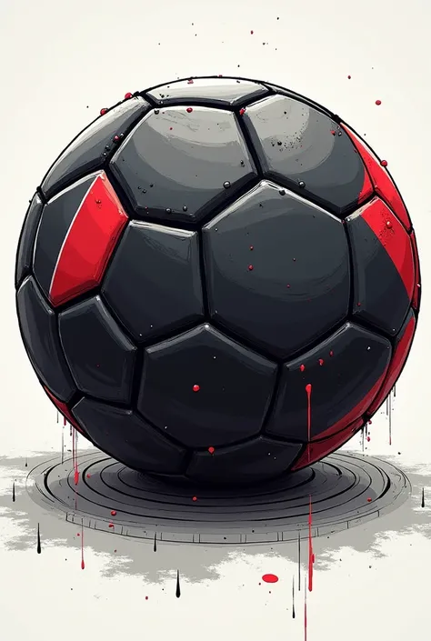 An illustration of a tactical table in
 Soccer ball with the predominant black uniform, with red and white  