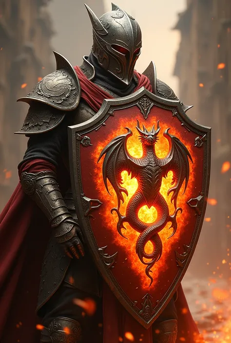 Fiery shield with dragon emblems 