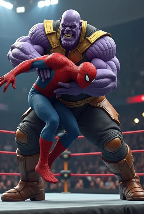 Thanos picks up Spider-Man and throws him down WWE ring 