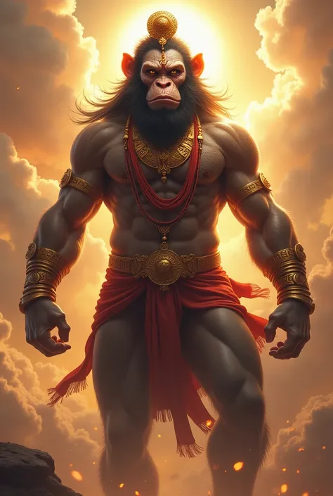 Create a majestic Lord Hanuman for monkey face 