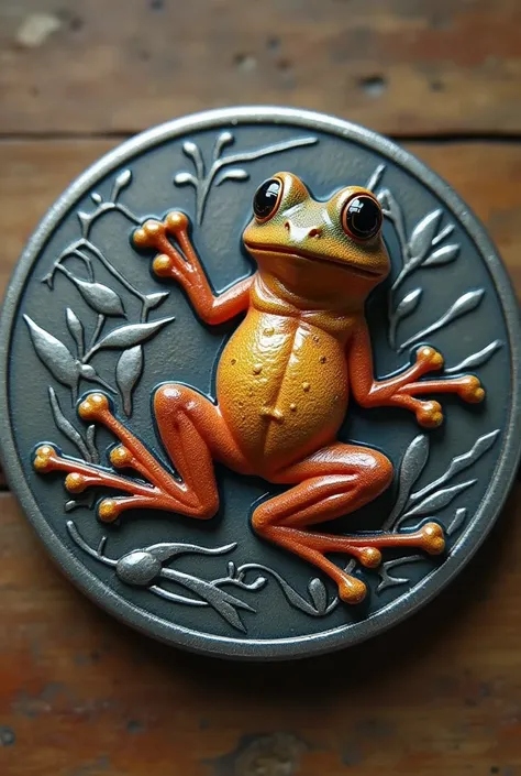 A frog stamped on a coin 