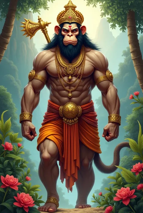 Create a Lord Hanuman for monkey face 