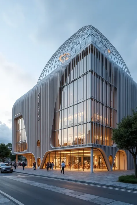 ORIGINAL DESIGN OF A FAÇADE WITH A GLASS DOME ON THE ROOF OF A SHOPPING MALL IN ICA