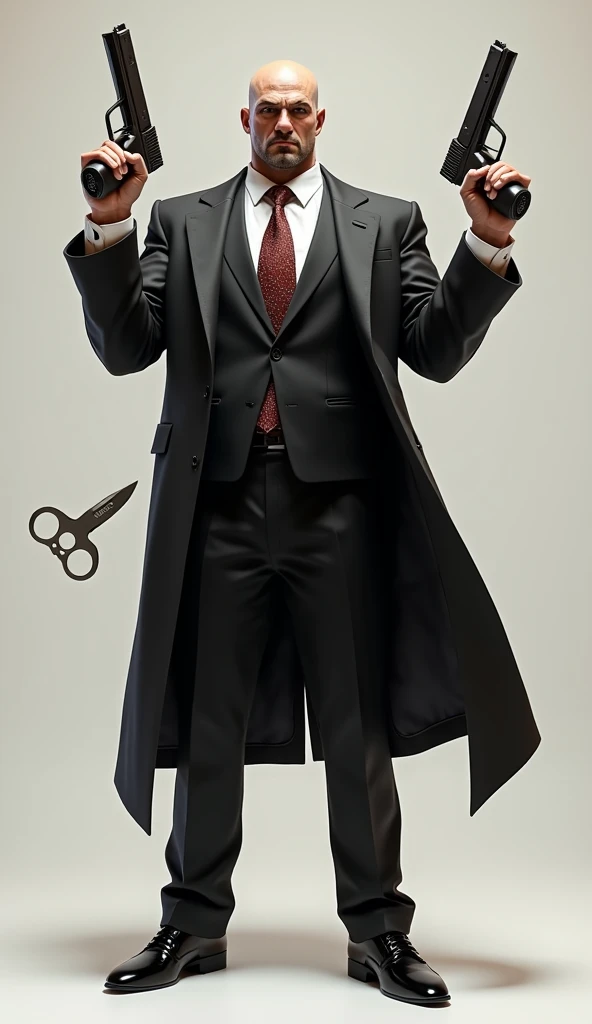 Mafia boss with weapons simple background