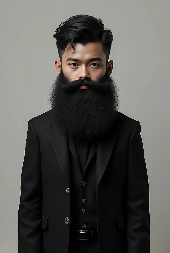 One boy  big beard
Dress  black 