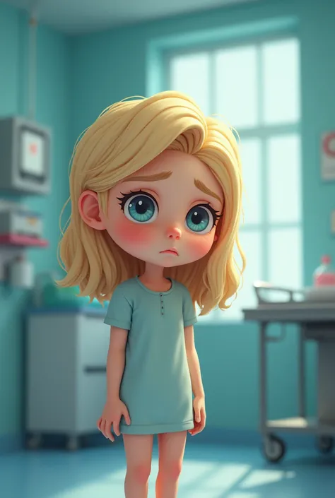 hospital, model, blond, girl, sad, tired, 2d, cartoon