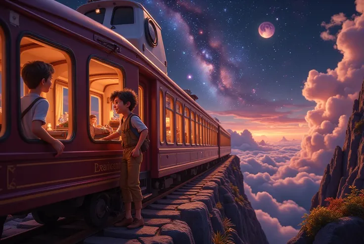 Night on the Galactic Railway, Giovanni and Campanella are boys and best friends. On the night of the Star Festival, the two board the Galaxy Express and travel through space and the present, past, and future.