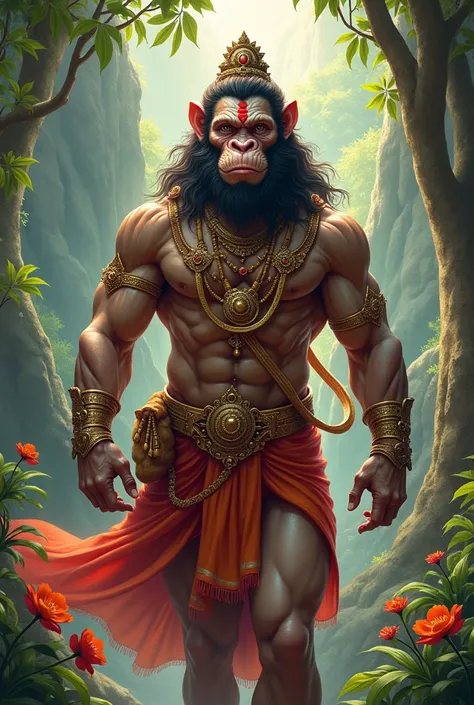 Create a Lord Hanuman for monkey face 