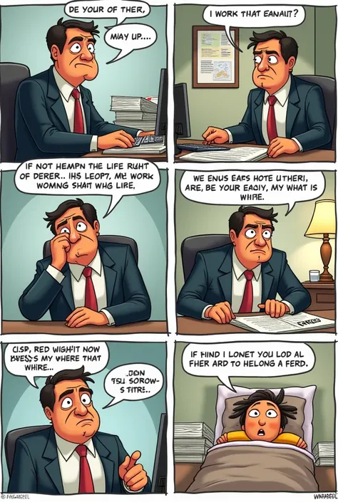  Stress Cartoon

Title :  “Peters Day”

Figure 1 : ( Pedro is in his office ,  surrounded by papers and with an expression of anguish )
text:  “Pedro has a very busy week at work .  The delivery dates are They come closer and the hours dont seem enough .”
...