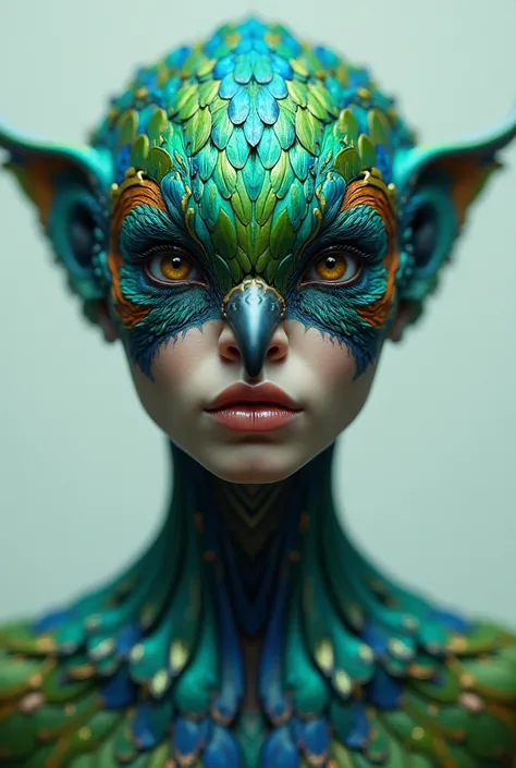 Human with the face of a quetzal. Infinitely human. 