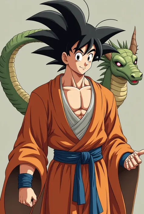 Play the character Picolo from Dragon Ball,  add features to him of a Western dragon . Put on the characters traditional clothes and do it with womens breasts 

