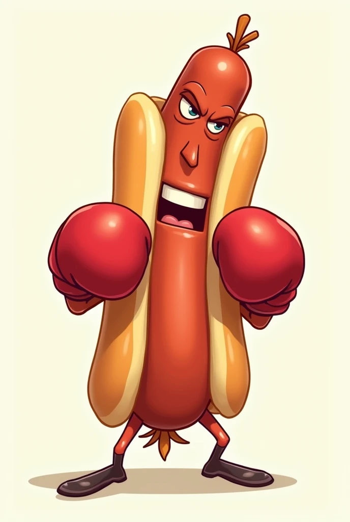 Hot dog with fighting gloves