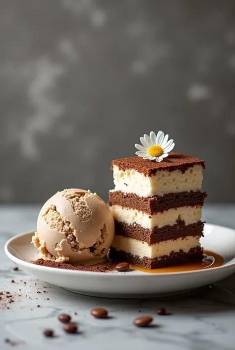 a coffee ice cream and a tiramisu together as a combo