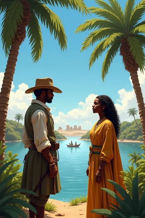 In 1814, the Nile River. a Caucasian Englishman and a black African woman. They are separated from each other