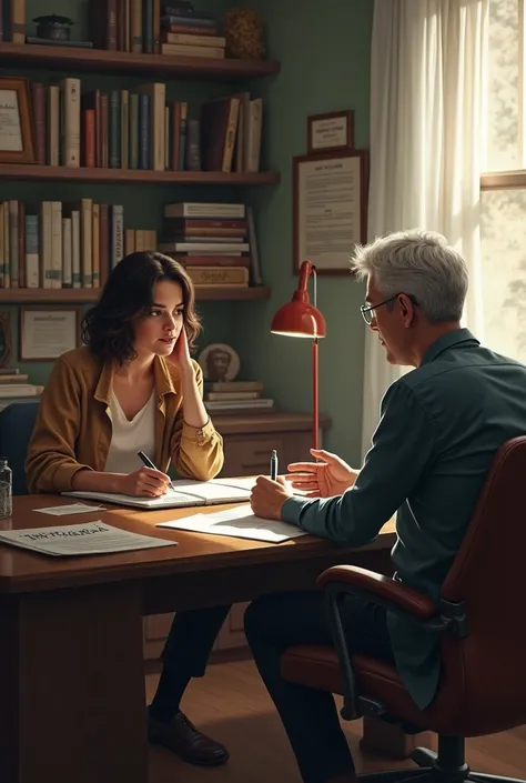 A student interviewing a psychologist