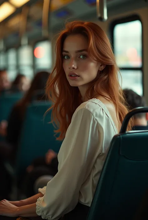 Beautiful woman on the bus