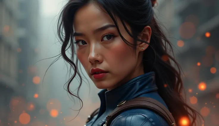 captain america as a sexy asian woman, movie poster portrait,
