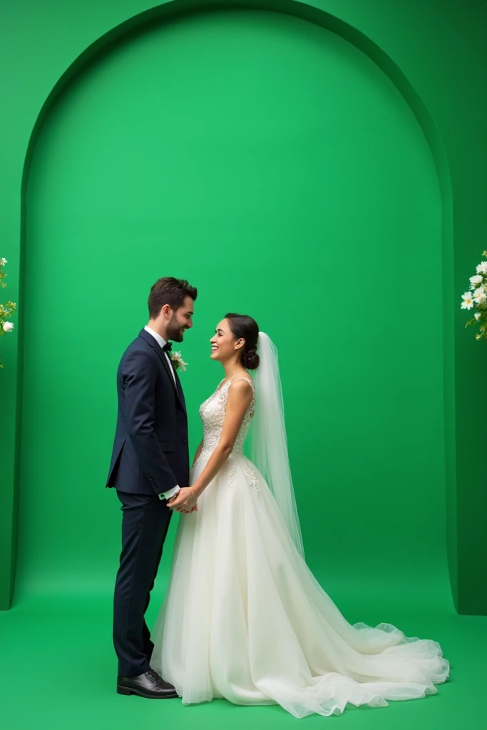 Wedding couple photoshoot on green screen