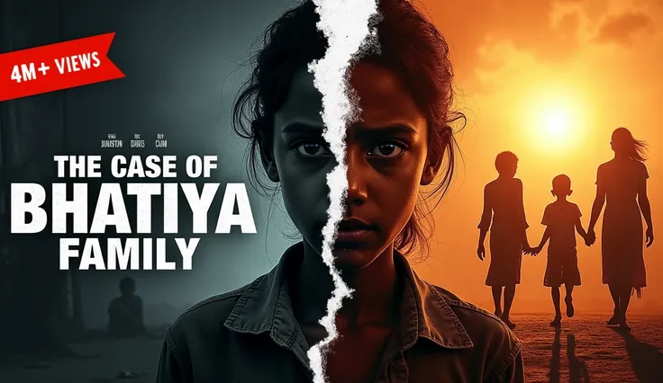 Here’s a detailed prompt for generating a thumbnail similar to the uploaded example, but themed for "The Case of Bhatiya Family":


---

Prompt:
"Create a dramatic and visually engaging thumbnail for a documentary titled The Case of Bhatiya Family. The thu...