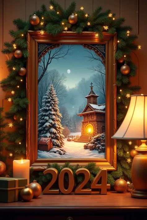 wallpaper framed with Christmas and 2024 New year and (no human picture)