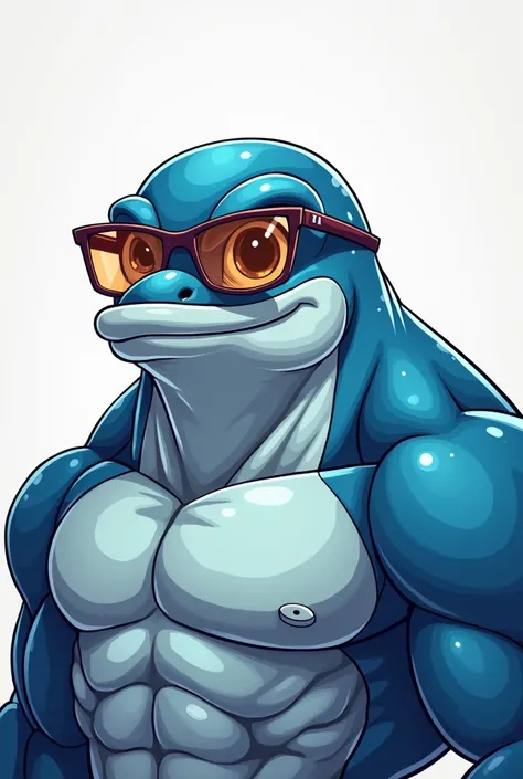 Make me a cartoon looking sea animal portrait wearing fancy glasses and it should look strong. It should be illustrate.