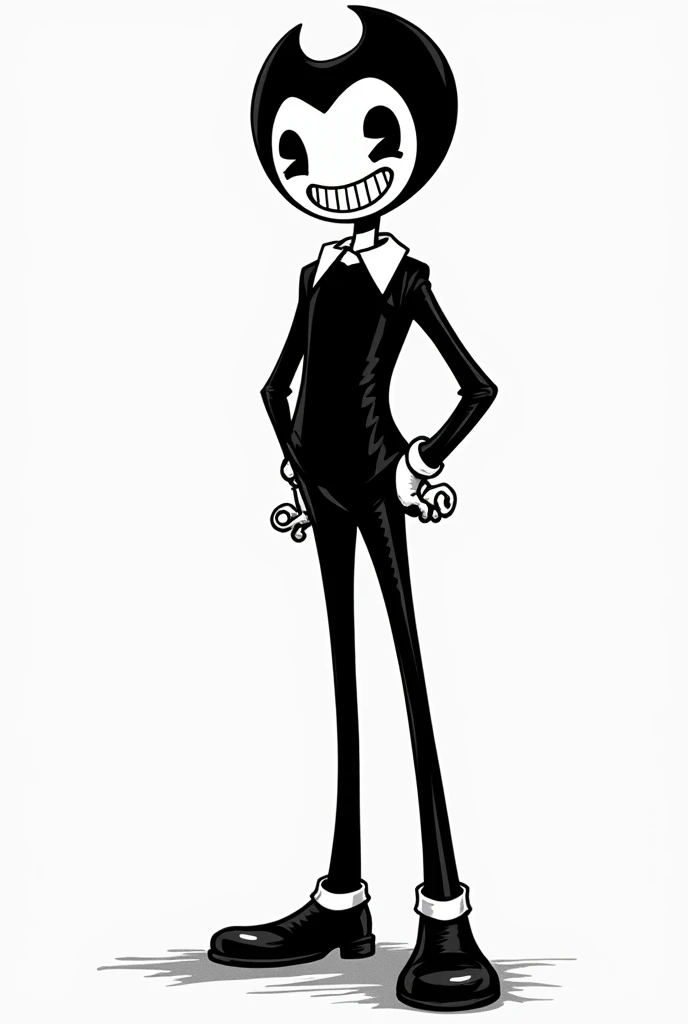 Generate a character with Bendys drawing style 
Wearing a suit and wearing a formal suit 
