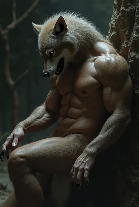 Sexy full body werewolf,  masturbating  