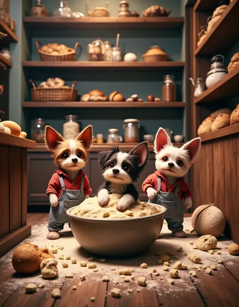 Chihuahuas and Jack Russell Terrier brothers and sisters who started a bakery
Curry is filled with bread dough in the store