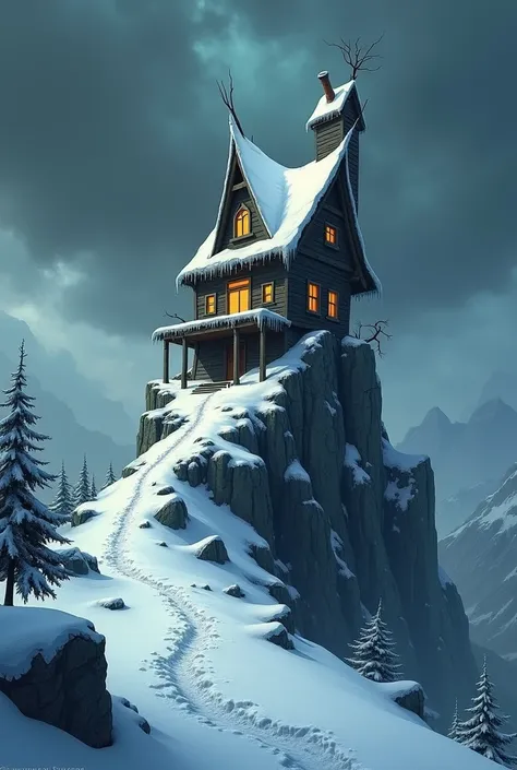 The grinch’s house is located on the snowy mountain