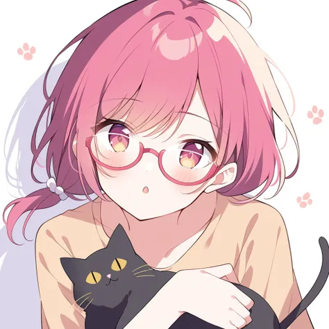 1 teenager((Glasses))、Holding a cat