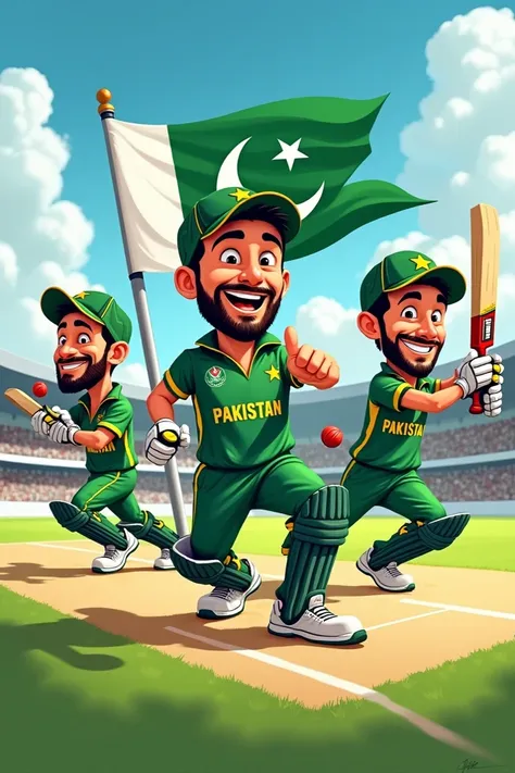 Pakistani cricket team cartoon image 