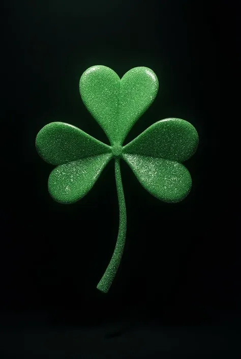 A shamrock that has glitters that is something invented on a black background, something brutal. 