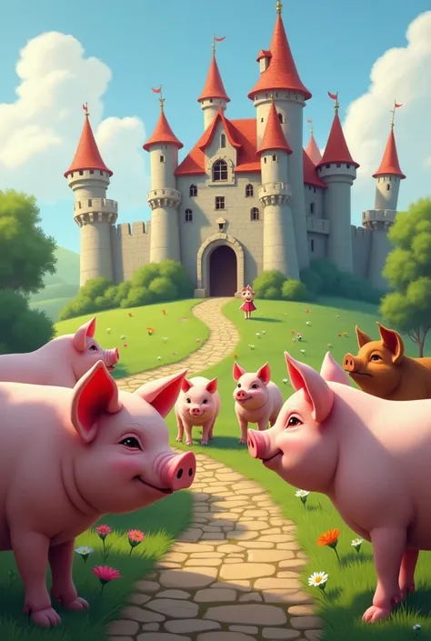 Pigs at the castle farm waiting for the princess


