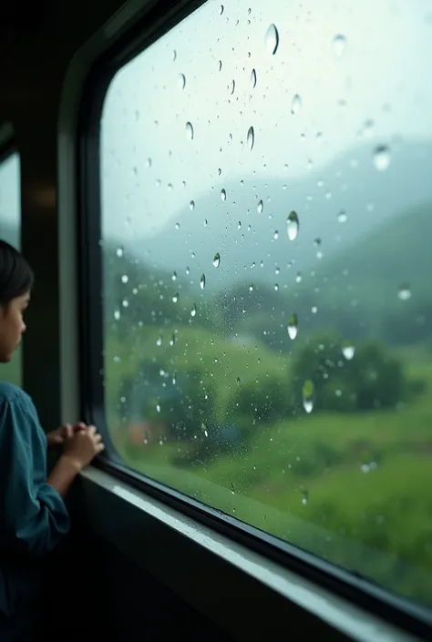  train window rain drops