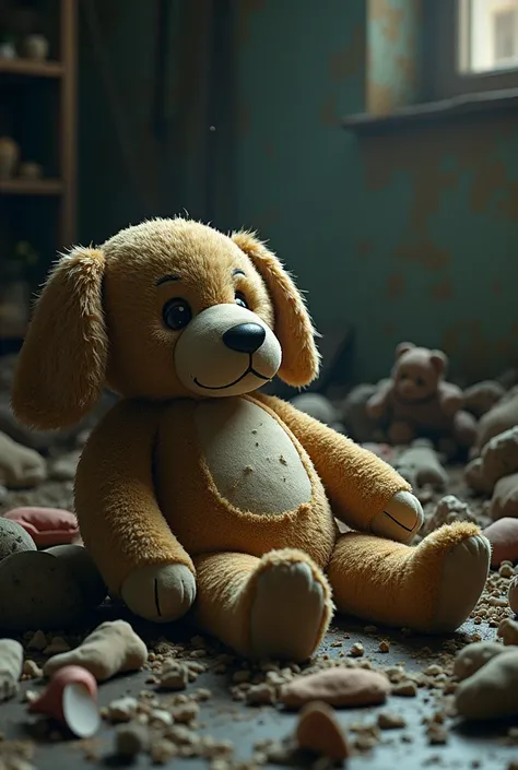 Wrecked stuffed dog