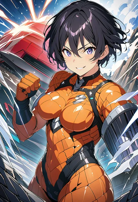 score_9,score_8_up,score_7_up,source_anime,rating_safety,masterpiece,best quality,hyper detailed,super fine illustration,8k,nsfw,BREAK 1girl,30yo,(black hair,short hair:1.1),smile,middle breast,tight body suits,standing,BREAK battlefield,detailed backgroun...