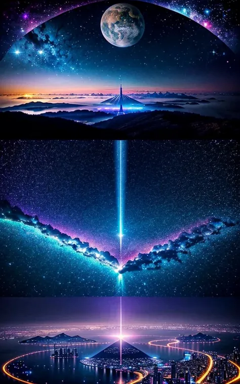 Spectacular views、 Future City、god秘的、 Vivid 、 is glittering、 magic 、 Surrealism、god々、 amazing、Little Star, beautiful scenery, Inspiring Scenery, Spectacular Scenery ,Breathtaking Scenery 