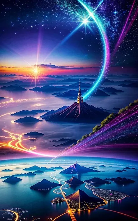 Spectacular views、 Future City、god秘的、 Vivid 、 is glittering、 magic 、 Surrealism、god々、 amazing、Little Star, beautiful scenery, Inspiring Scenery, Spectacular Scenery ,Breathtaking Scenery 