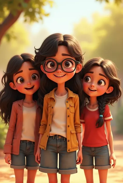 Animation 3 Christian Girls 1 Tall Girl Wearing Glasses 2 Tall Girls