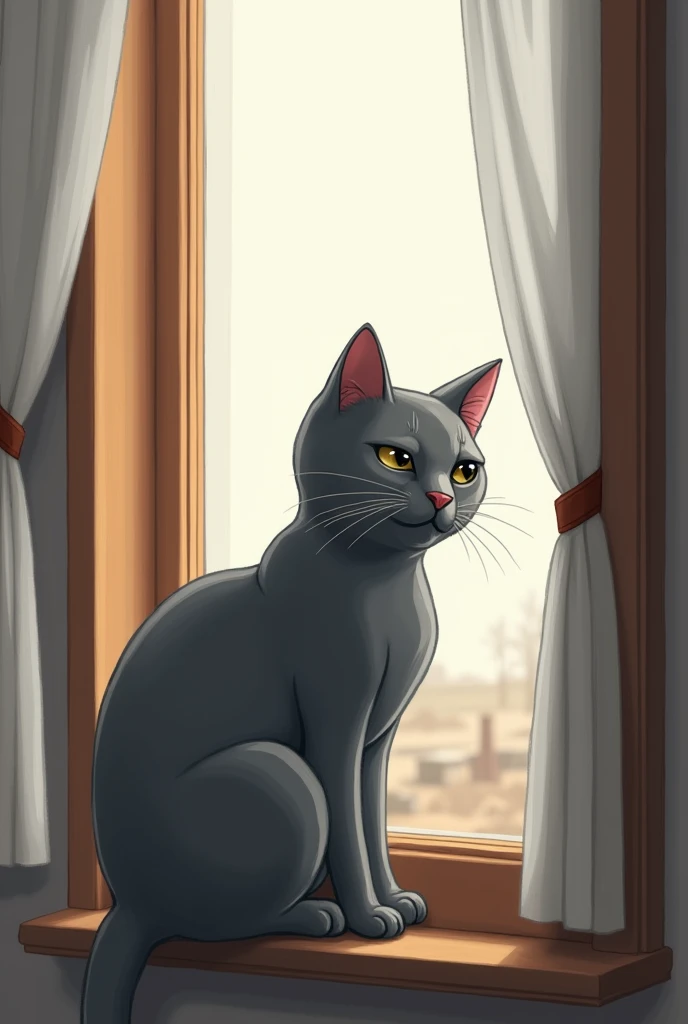 Gray cat on the window 