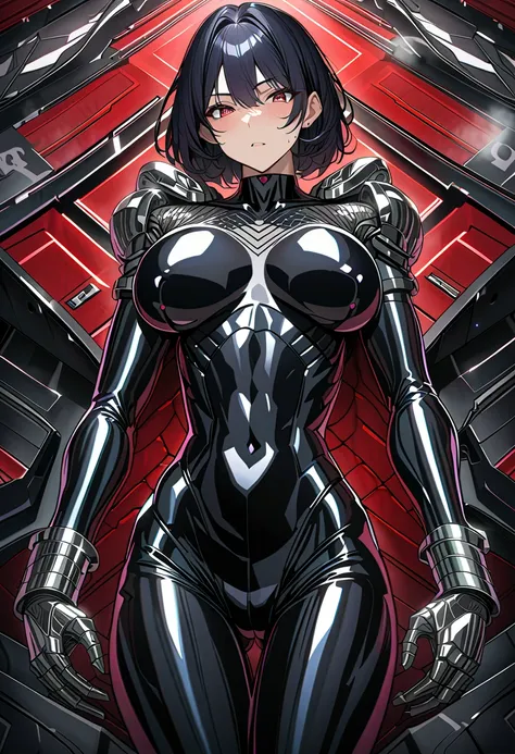 score_9,score_8_up,score_7_up,source_anime,rating_safety,masterpiece,best quality,hyper detailed,super fine illustration,8k,nsfw,BREAK 1girl,30yo,(black hair,short hair:1.1),poker face,middle breast,BREAK black tight bodysuits,BREAK standing,BREAK secret b...