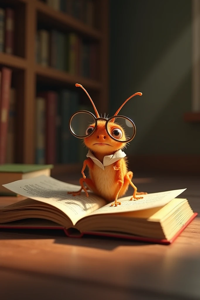 Animated little flea reading 