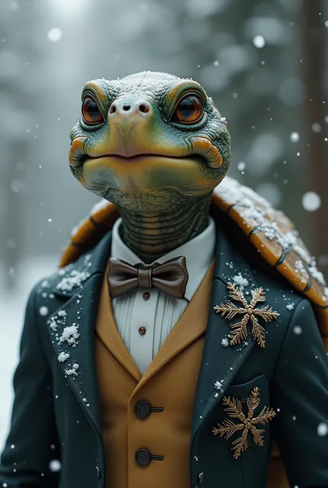 Turtle in a suit and with a snowflake 