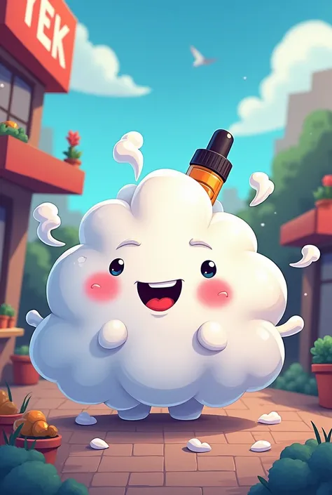 A cartoon character for a vaping store called "Mist Flavor "